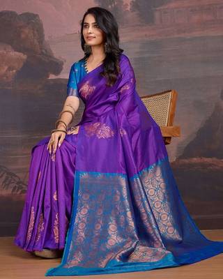 Violet woven design sarees 4