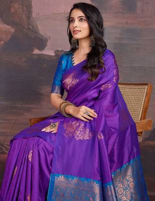 Violet woven design sarees 5