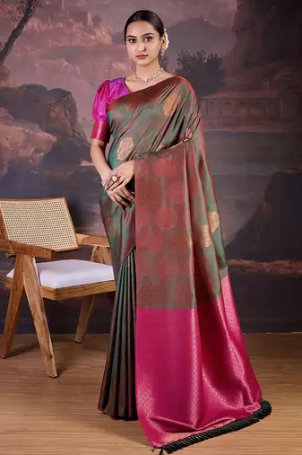 Green woven design banarasi saree