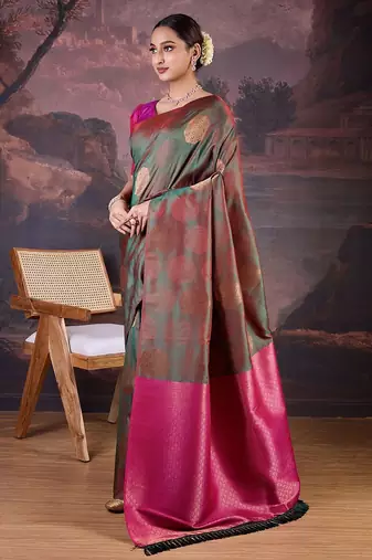 Green woven design banarasi saree