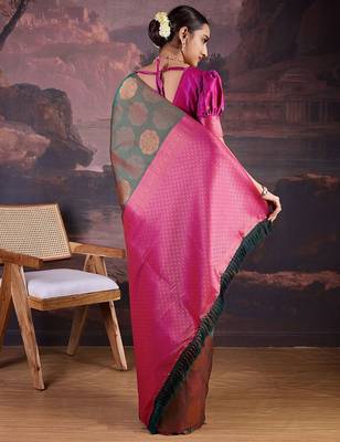 Green woven design banarasi saree 3