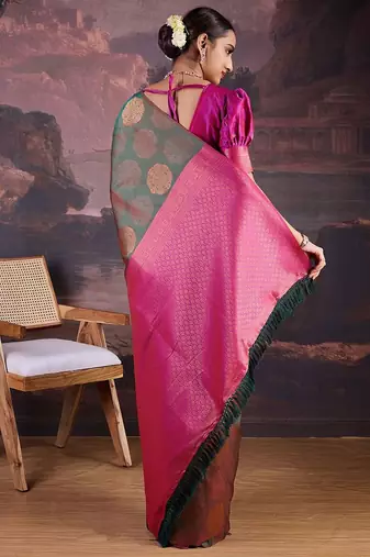 Green woven design banarasi saree