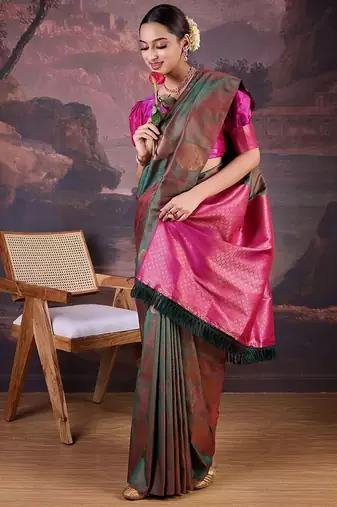 Green woven design banarasi saree