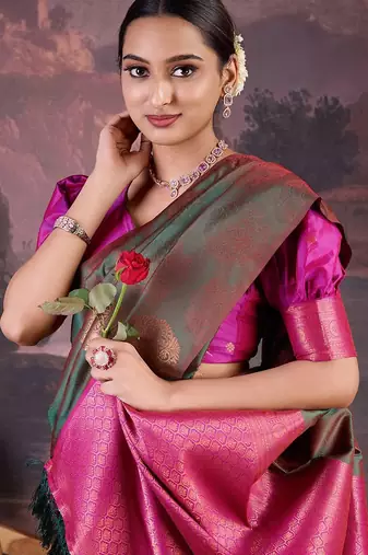Green woven design banarasi saree