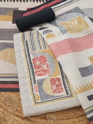 printed art silk unstitched dress material 1