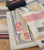 printed art silk unstitched dress material