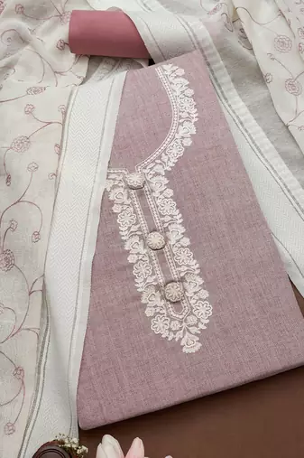 floral yoke design embroidered unstitched dress material
