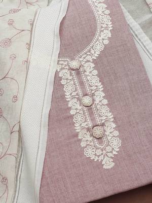 floral yoke design embroidered unstitched dress material 2