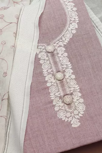 floral yoke design embroidered unstitched dress material