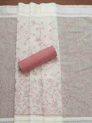 floral yoke design embroidered unstitched dress material 5