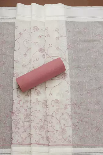 floral yoke design embroidered unstitched dress material