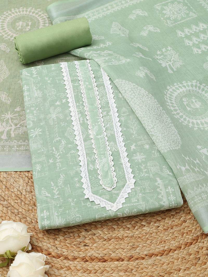 printed linen unstitched dress material