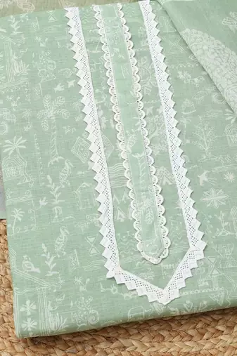 printed linen unstitched dress material