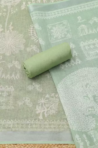 printed linen unstitched dress material