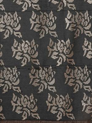 Black embellished party wear saree with blouse piece 5