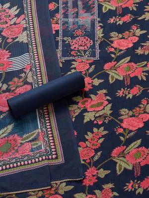 floral printed beads and stones work unstitched dress material 4