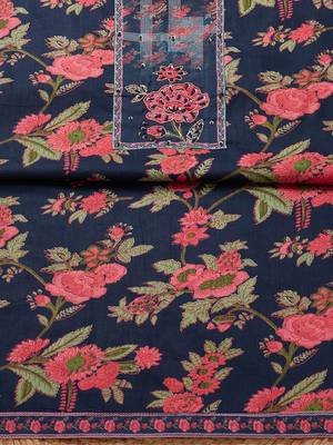 floral printed beads and stones work unstitched dress material 5