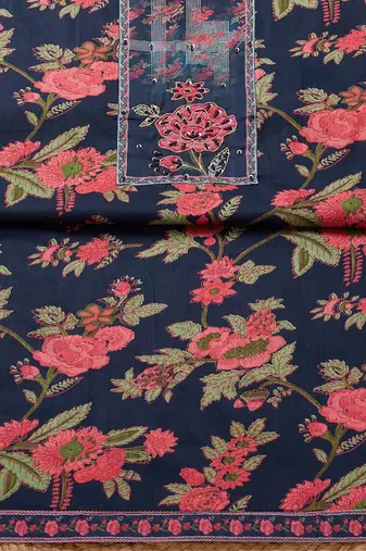floral printed beads and stones work unstitched dress material