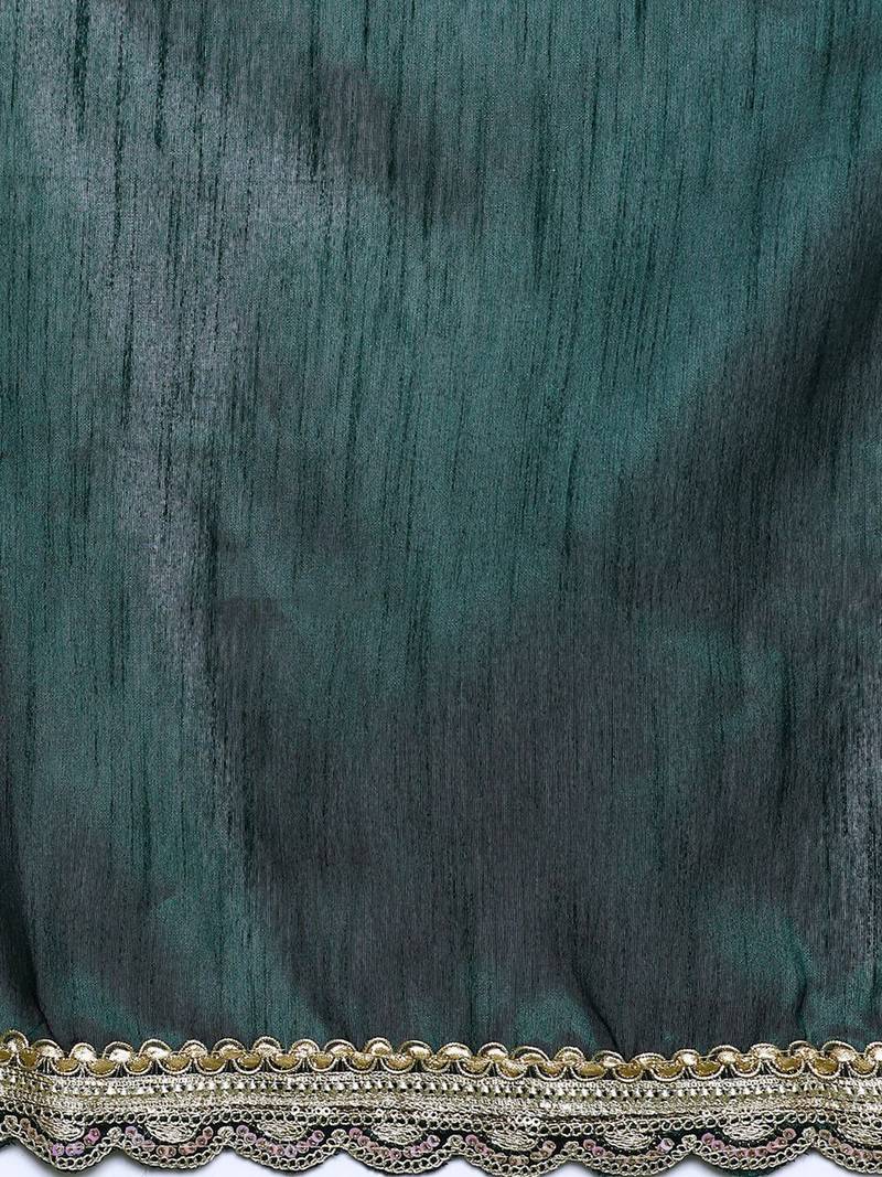 Green embellished saree with blouse