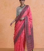 Pink woven design saree with blouse