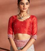 Grey woven design saree with blouse