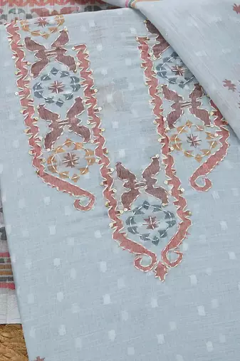 ethnic motifs woven design linen unstitched dress material