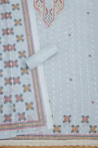 ethnic motifs woven design linen unstitched dress material