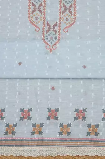 ethnic motifs woven design linen unstitched dress material