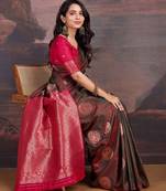 Brown woven design zari ethnic motifs banarasi sarees