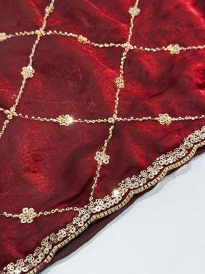 Maroon embroidered satin saree 5