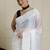 White embroidered saree with blouse piece