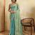 Sea green embroidered saree