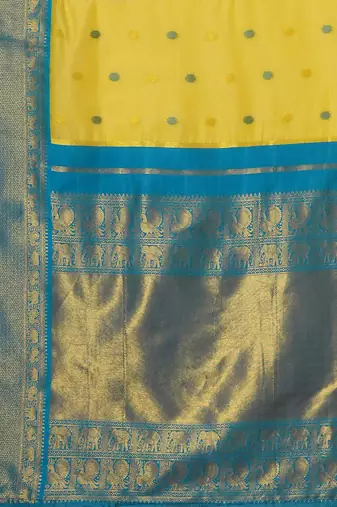 Yellow ethnic motifs woven design zari saree with unstitched blouse