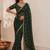 Green embroidered satin saree