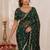 Green embroidered satin saree