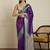 Purple ethnic motifs woven design kanjeevaram saree with blouse