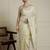 Cream embroidered sequinned georgette saree