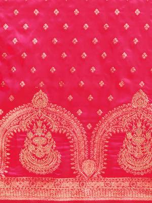 Magenta ethnic motifs zari silk blend banarasi saree 5