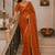 Rust sequinned satin saree
