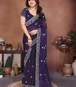 Violet violet frendy chiffon embroidery saree