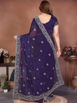 Violet violet frendy chiffon embroidery saree 4