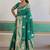 Teal ethnic motifs woven design zari saree with unstitched blouse