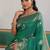 Teal ethnic motifs woven design zari saree with unstitched blouse