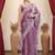 Lavender embroidered border saree with blouse piece