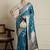 Blue ethnic motifs woven design zari banarasi saree with blouse piece