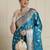 Blue ethnic motifs woven design zari banarasi saree with blouse piece