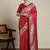 Red ethnic motifs woven design banarasi saree  with blouse piece