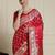 Red ethnic motifs woven design banarasi saree  with blouse piece