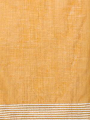 Yellow woven design chanderi sarees with blouse piece 5