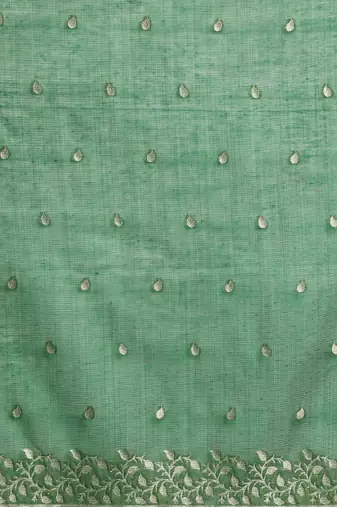 Green woven design chanderi sarees with blouse piece